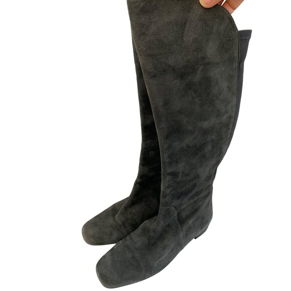 Stuart Weitzman Gray Suede Knee-High Boots Size 6M Flats Side Zipper 7974 - Picture 9 of 11